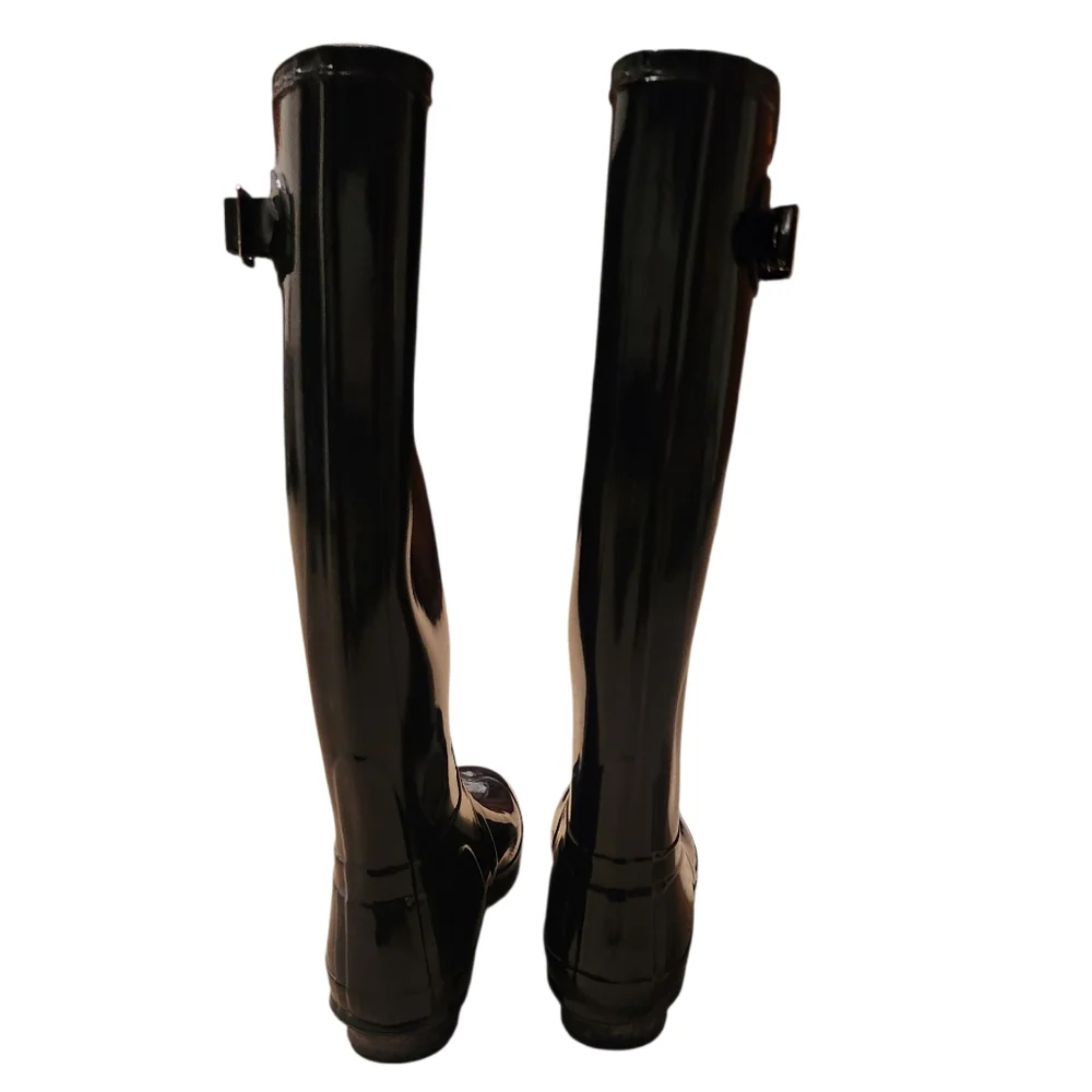 Women’s Size 8 Hunter Black Original Tall Gloss Waterproof Rain Boots